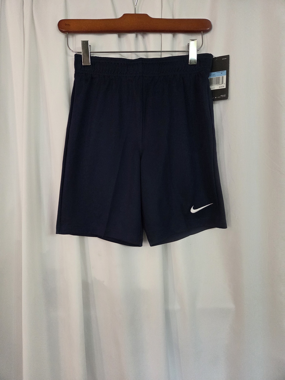 Nike NWT Navy Blue Athletic Shorts with White Swoosh YOUTH Size M